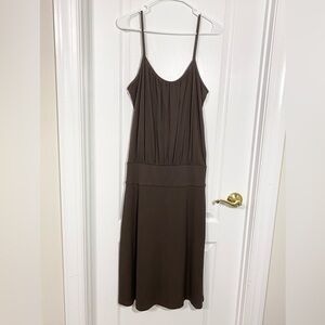 Y2K Liz Claiborne Drop Waist Spaghetti Strap Stretch Dress Brown Medium
